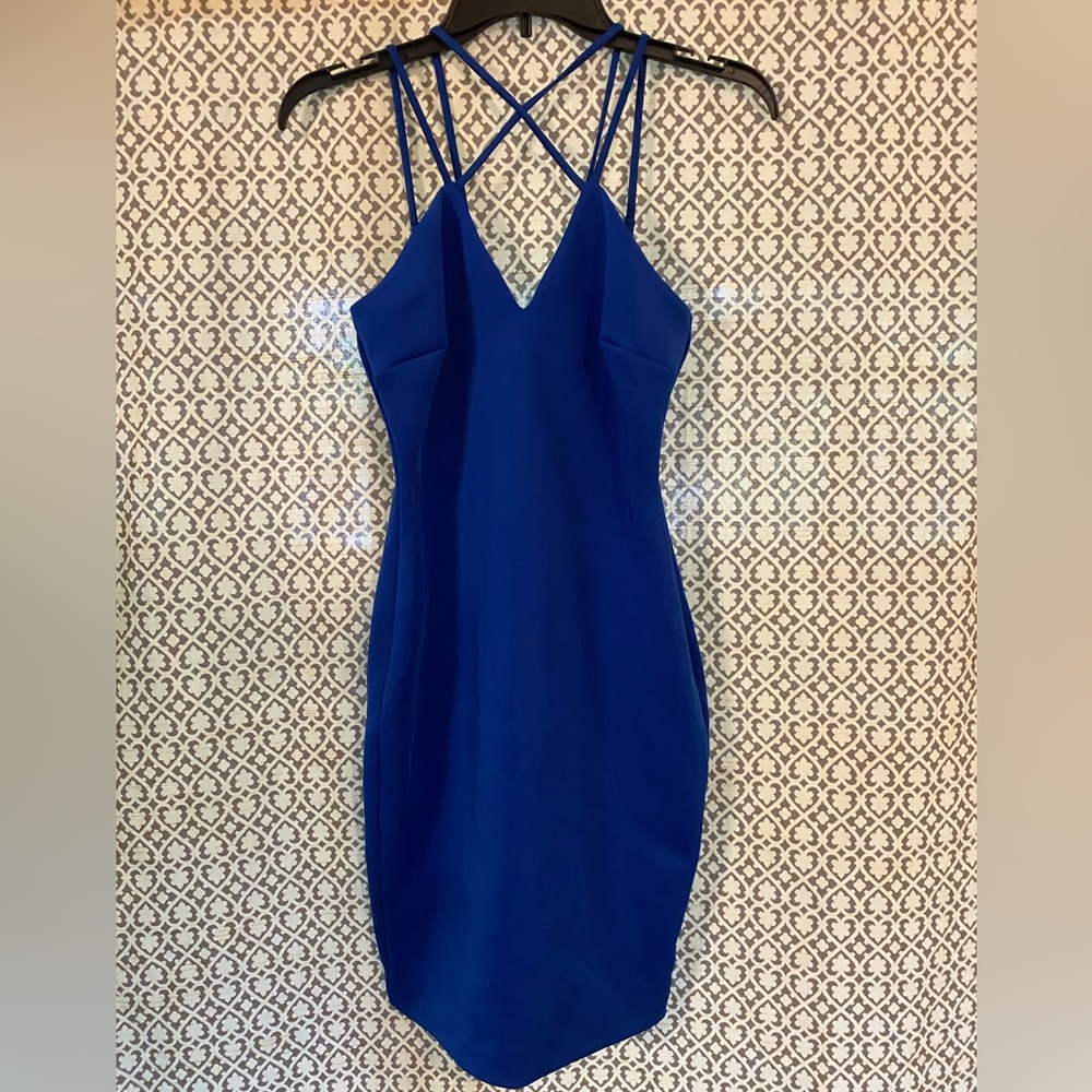 Blue Guess Strappy Scuba Dress - Size Small
